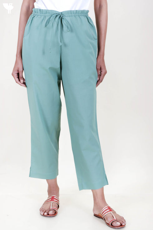 Cambric Cotton Pants In Green